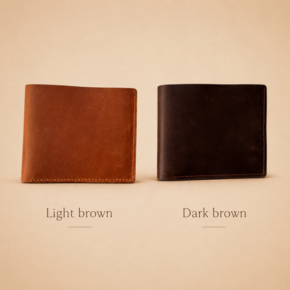 Handmade full grain leather men's wallet with six card slots