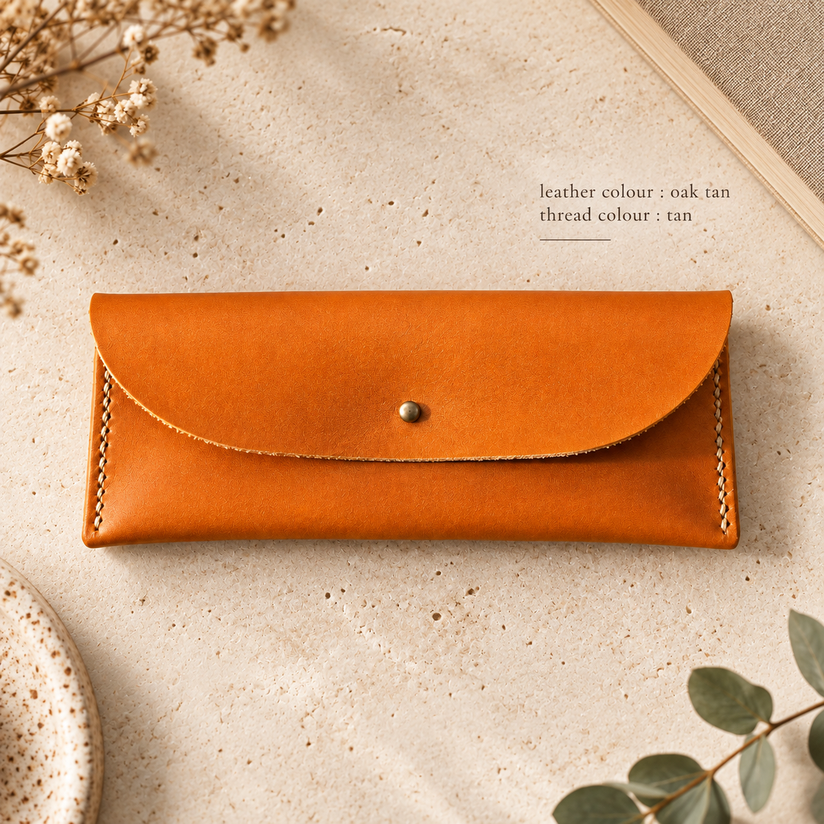 Hand Stitched Personalised Leather Reading Glasses Case – Gift for Mom