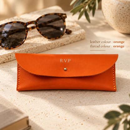 Hand Stitched Personalised Leather Reading Glasses Case – Gift for Mom