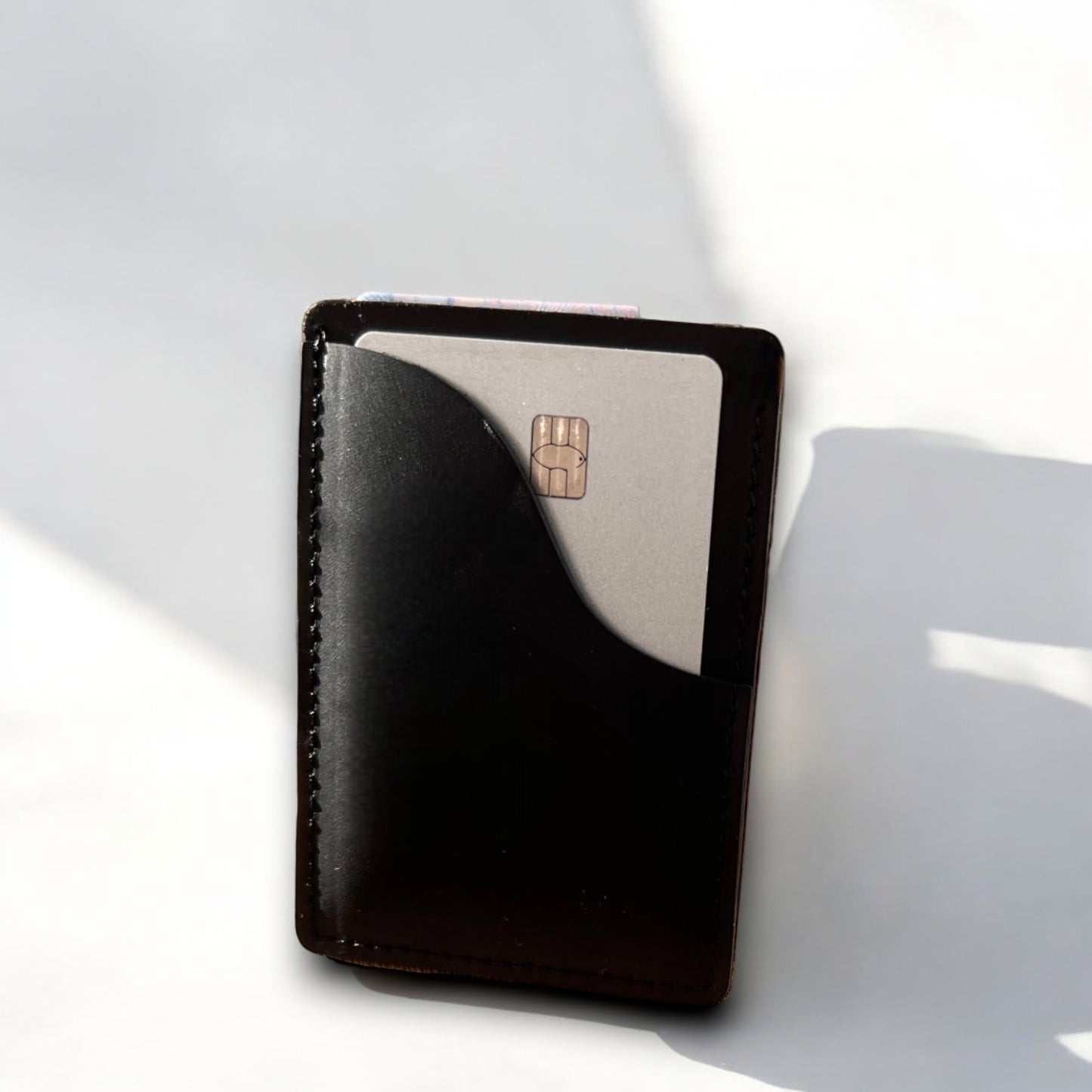 personalised black leather slim card holder