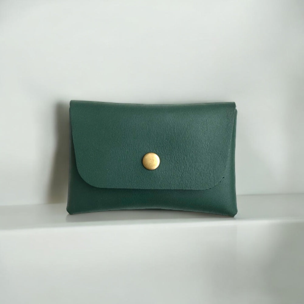 personalised green leather card holder