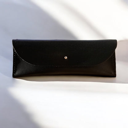 personalised leather case in black