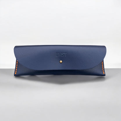 personalised leather case in navy 