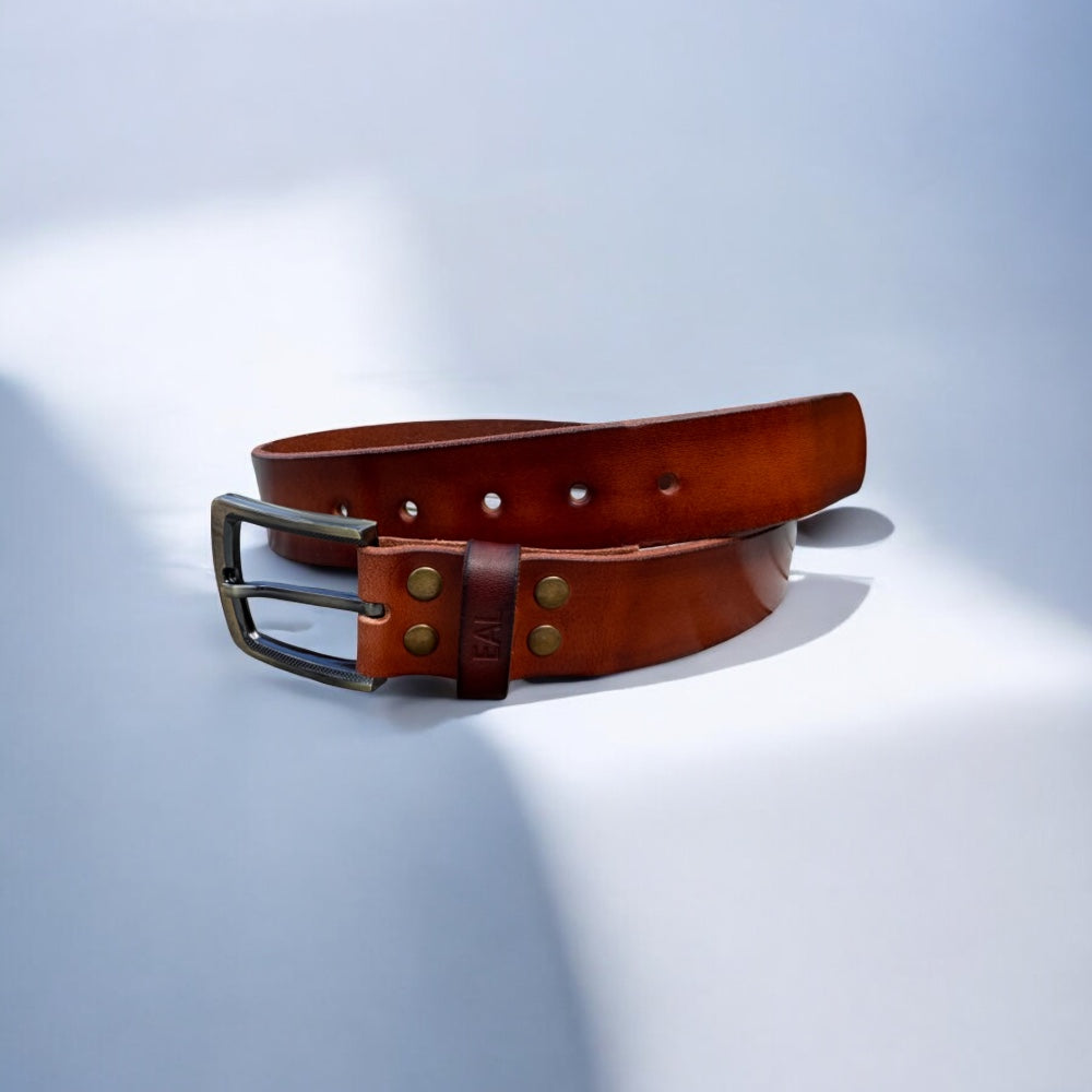 personalised leather men belt brown