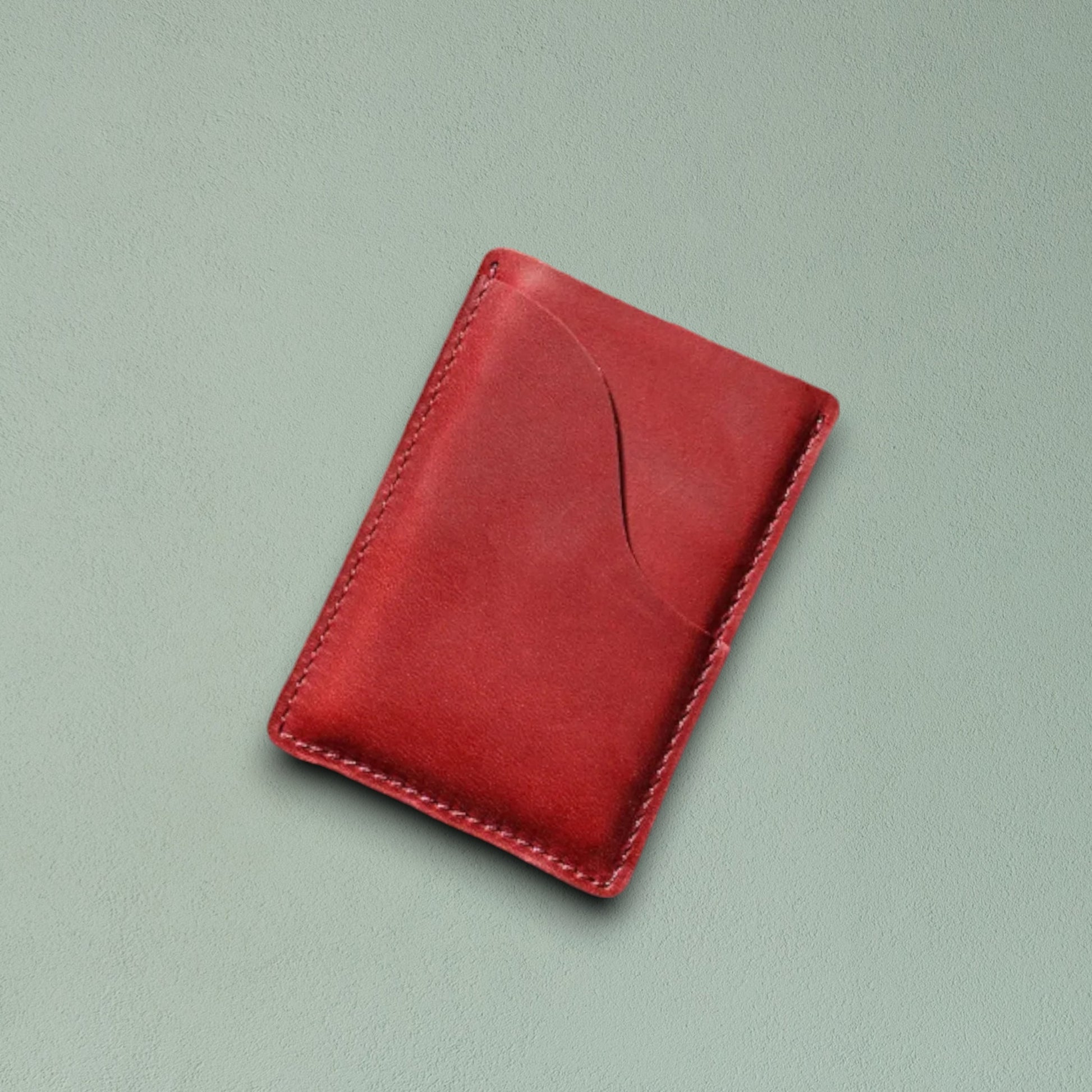 red leather slim card holder