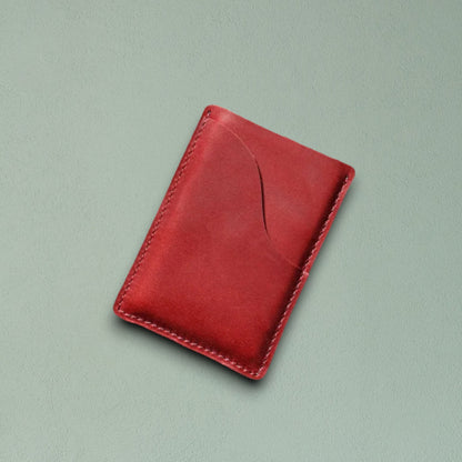 red leather slim card holder