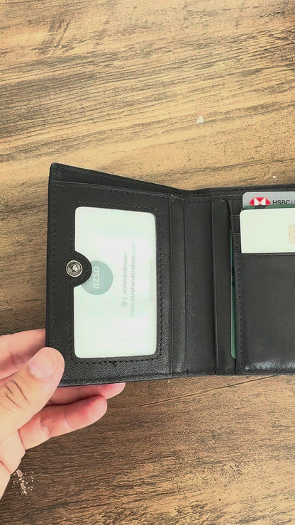 Personalised Men's Wallet – Compact Bifold Wallet with Zipper Pockets