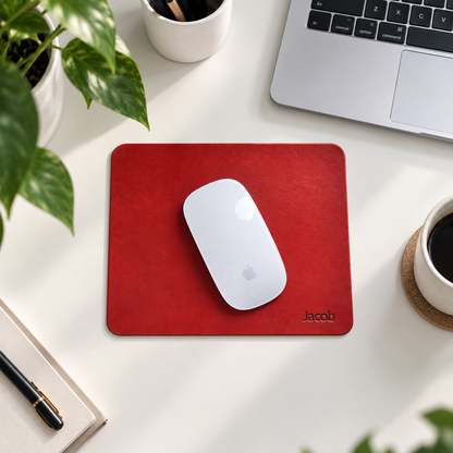 Personalised Leather Mouse Mat – 18 × 22 cm