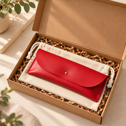 Hand Stitched Personalised Leather Reading Glasses Case – Gift for Mom