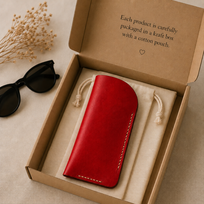 Full grain leather sunglasses sleeve gift for dad