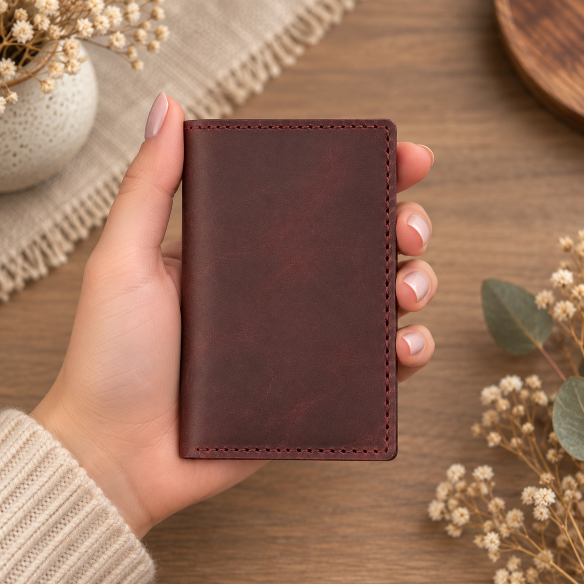 Personalised Full Grain Crazy Horse Leather Card Holder Wallet