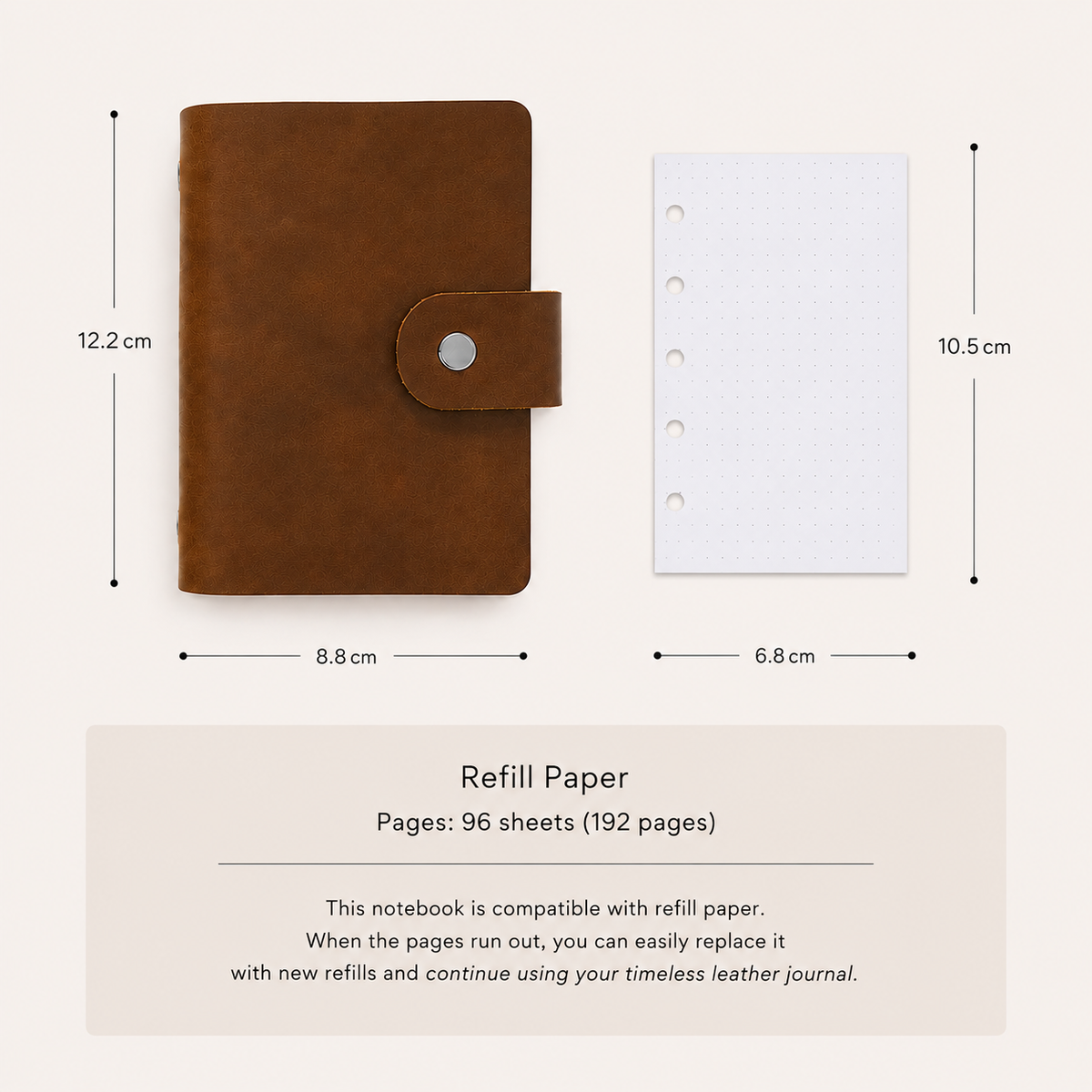 Personalised Leather Pocket Journal - A8 Notebook, Handmade Gift for Students