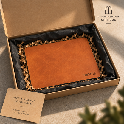 Personalised Leather Mouse Mat – 18 × 22 cm