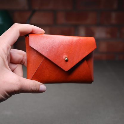 Personalised Leather Card Holder Pouch – Handmade Minimal Wallet – Valentine’s Day Gift for Him & Her