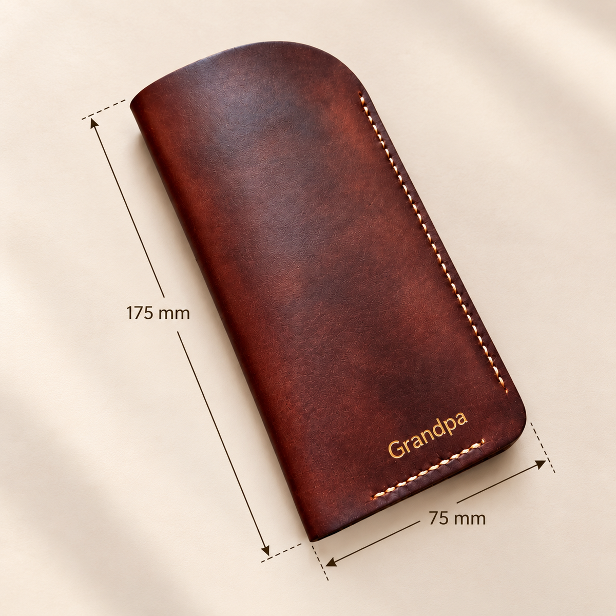 Personalised Leather Glasses Case – Handmade Full-Grain Leather, Gift for Him & Her
