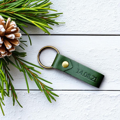 Personalised Leather Keyring – Custom Initials, Date or Name – Handmade in Stamford, UK