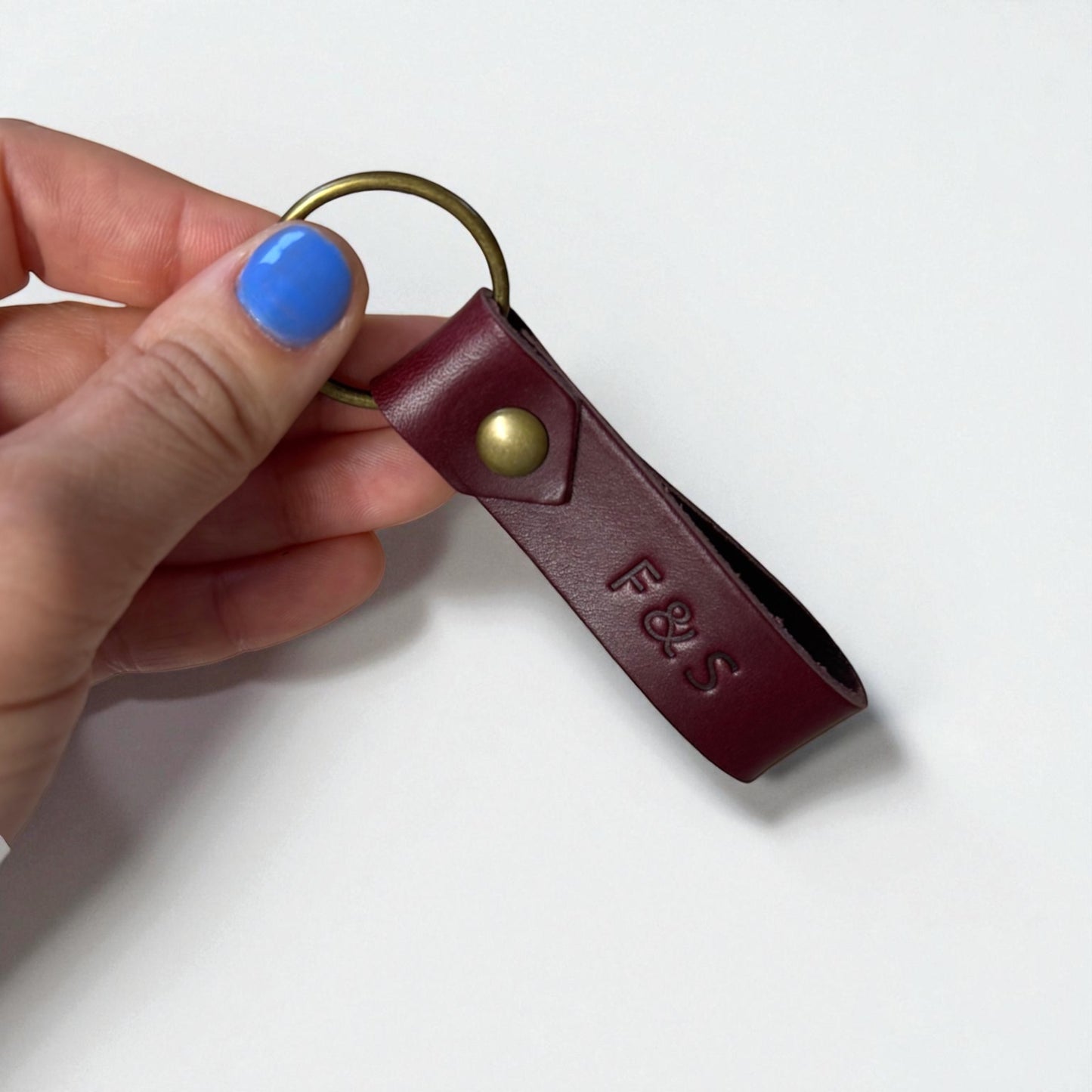 Personalised Leather Keyring – Custom Initials, Date or Name – Handmade in Stamford, UK